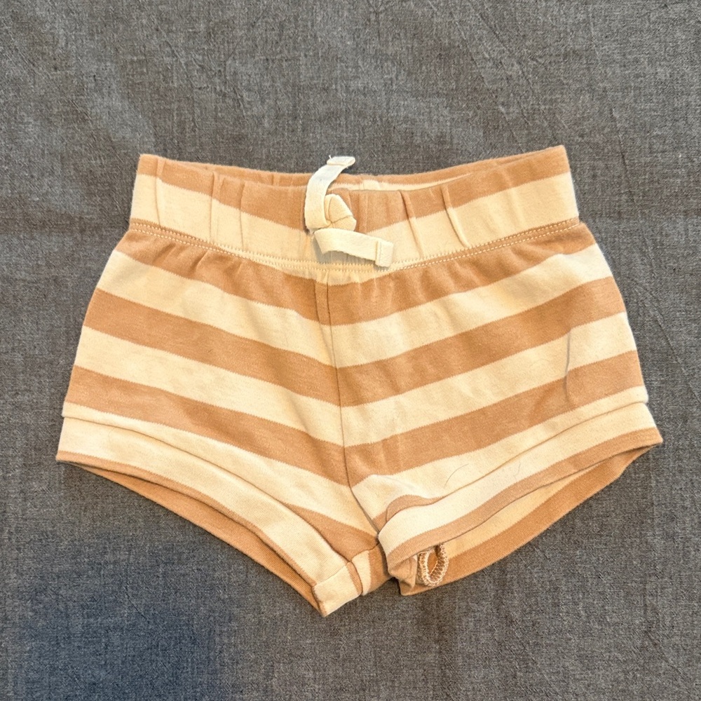Colored Organics Orange and Cream Striped Kids Shorts